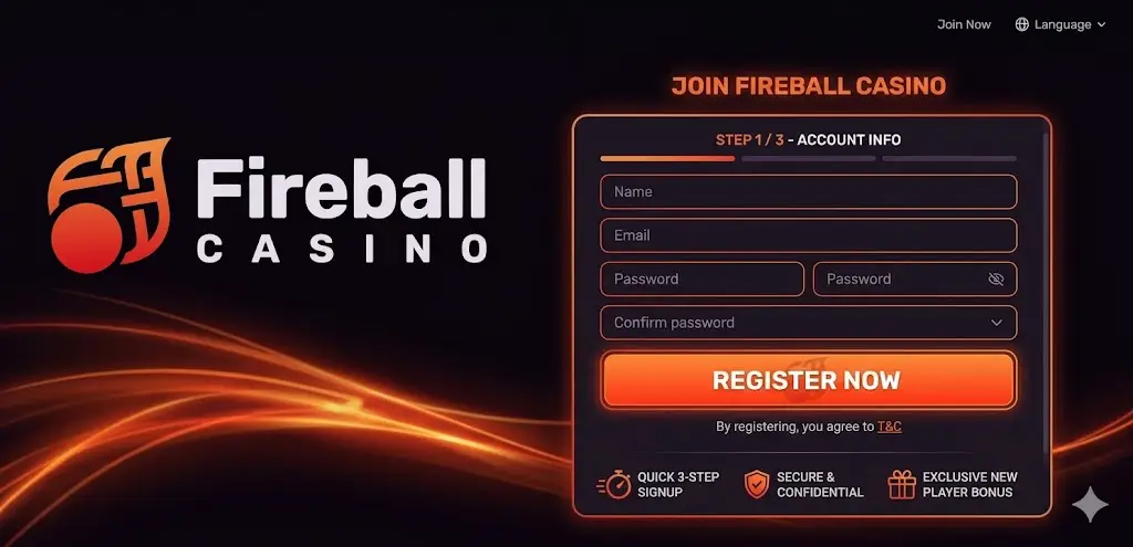 Fireball Casino regisztrációs felület magyar útmutató